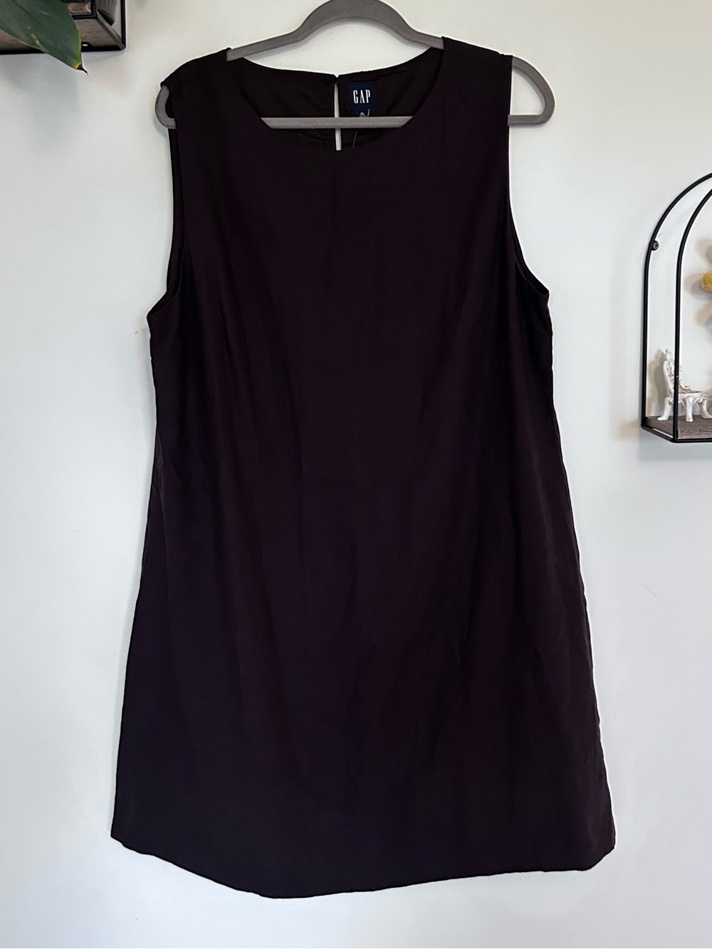 NWT Gap Brown Linen Blend Sleeveless Crewneck Knee Length Shift Dress XL Tall